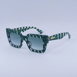 Bottega Veneta BV1212S 008 Sunglasses Green Square Frame, Green Lenses
